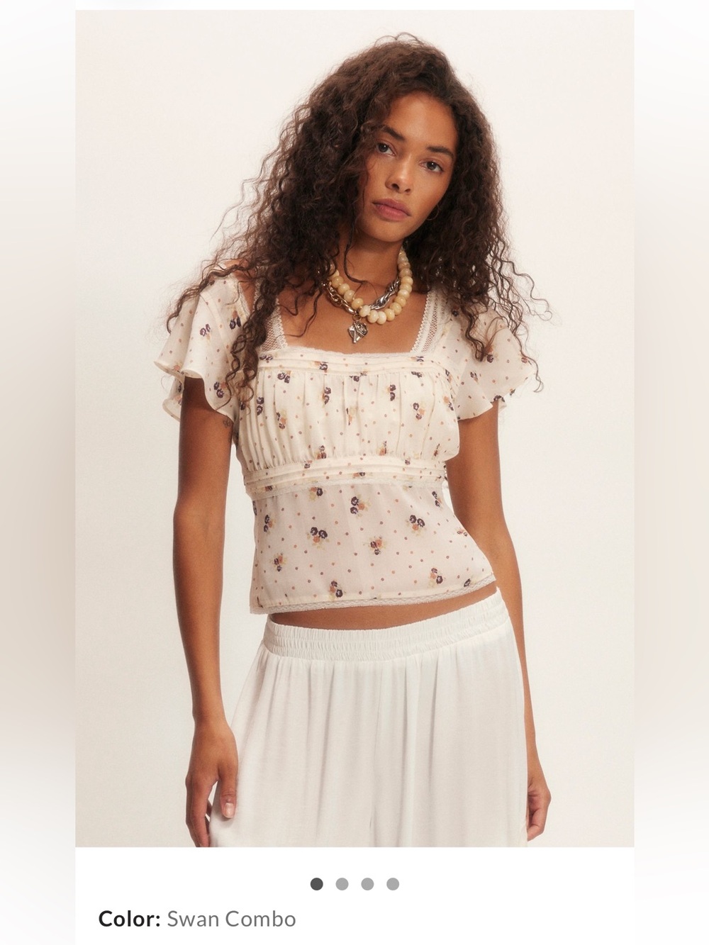Free People Prairie Field Top in Swan Combo